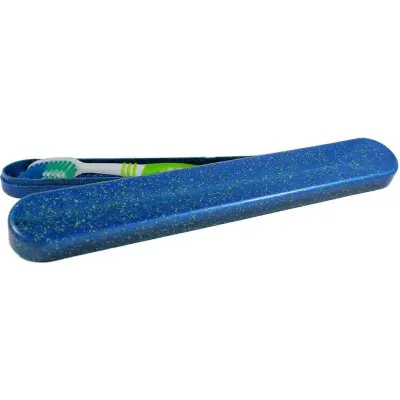 Porta Escova Dental Fibra Madeira Azul