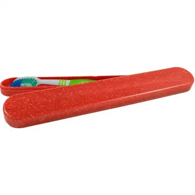 Porta Escova Dental Fibra Madeira Vermelho