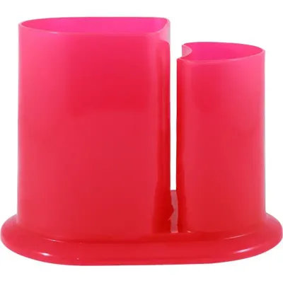 Porta Lapis Duo Rosa Neon Plastico