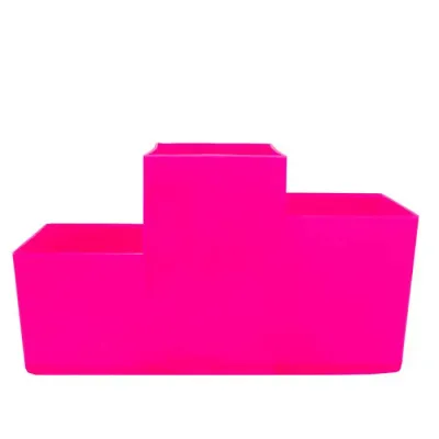 Porta Lapis Trio Rosa Neon Plastico