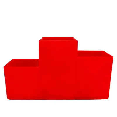 Porta Lapis Trio Vermelho Plastico