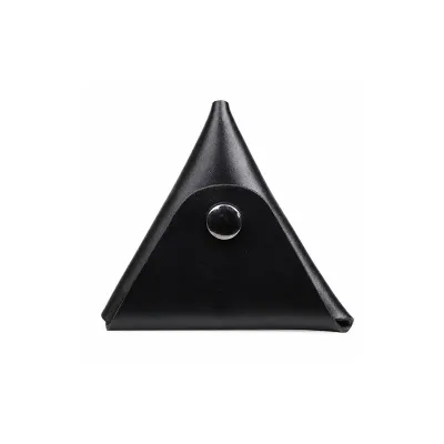 Porta-Moedas Triangular em Couro com Botão - 1