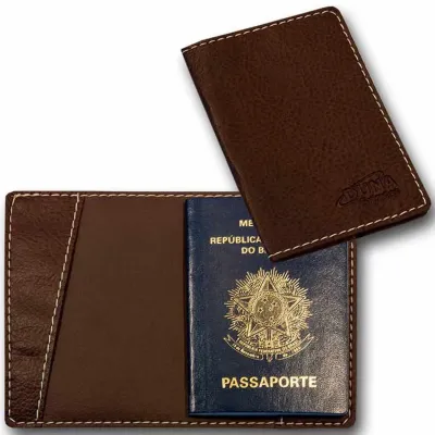 Porta-passaporte em couro legítimo, sintético ou ecológico