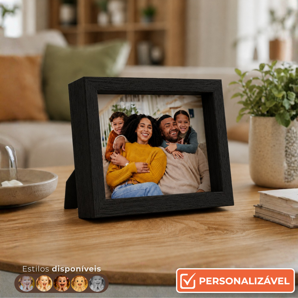 Porta-Retrato Personalizado 10x15 cm | Horizontal | Preto, Marrom ou Maple