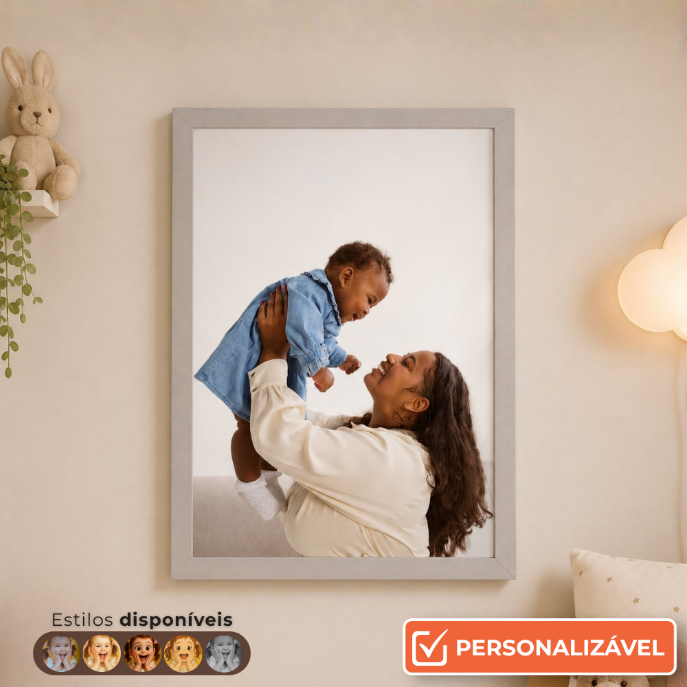 Porta-Retrato Vertical Personalizado com Foto 21x29,7 cm | Com Vidro | Preto, Branco ou Prata