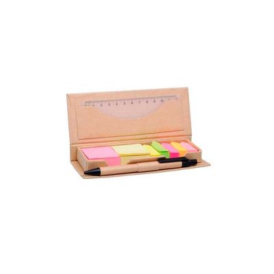 Porta Sticky Notes Personalizado Ecologico Acompanha Regua Plastica de 12 cm Sticky Notes Colorid