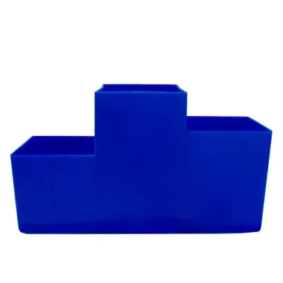 Porta Talher Trio Azul Plastico
