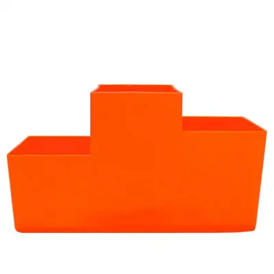Porta Talher Trio Laranja Neon Plastico