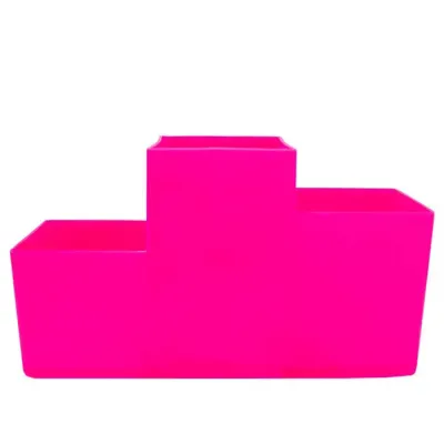 Porta Talher Trio Rosa Neon Plastico