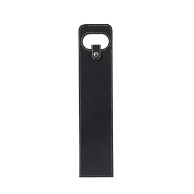 Porta vinho em couro sintético preto