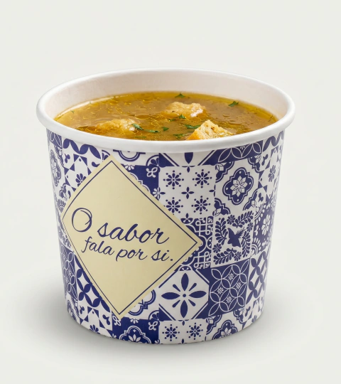 Pote Personalizado de 360ml - 100 Unidades ARTE 01 | Ideal para Caldos, macarrão e porções