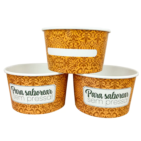 Pote Personalizado de 550ml - 100 Unidades ARTE 01 | Ideal para Caldos, macarrão e porções
