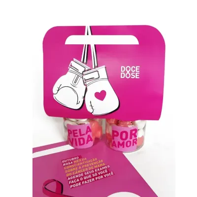 Potes Com Balas em Maleta Outubro Rosa