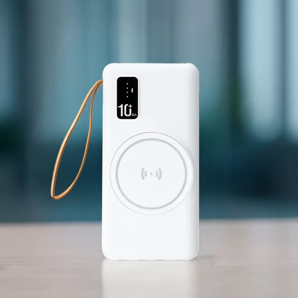 POWER BANK 10.000MAH COM CARREGAMENTO VIA INDUÇÃO OU VIA CABO