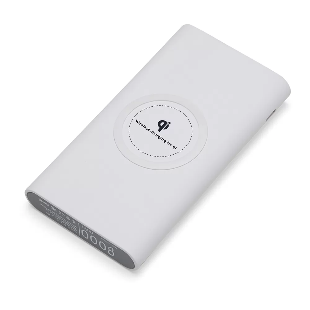 Power Bank 8000mAh Com Carregamento Via Indução Ou Via Cabo