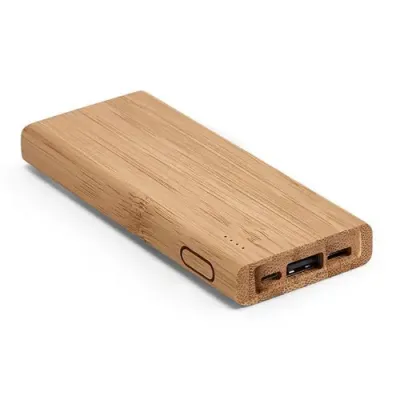 Power Bank Com Acabamento em Bambu