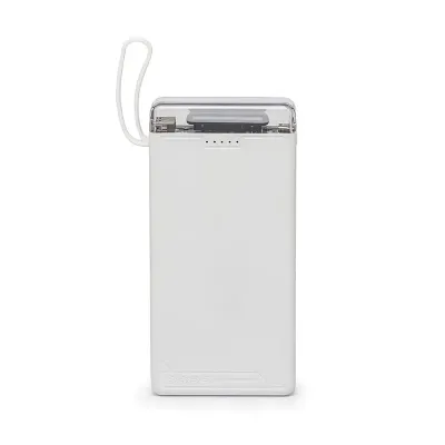 Power bank com estrutura em plástico e capacidade de até 10.000mAh