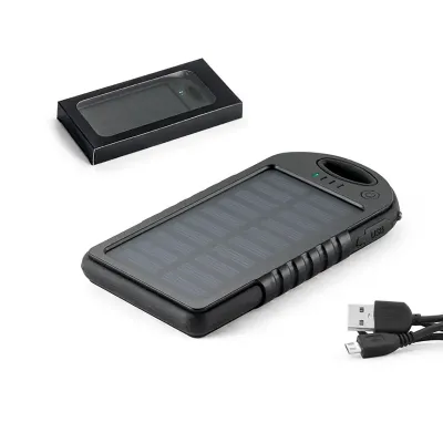 Power Bank em Abs Com Painel Solar 2000mah