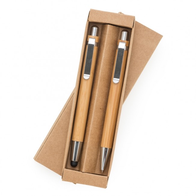 Kit Ecológico Caneta e Lapiseira Bambu Personalizado