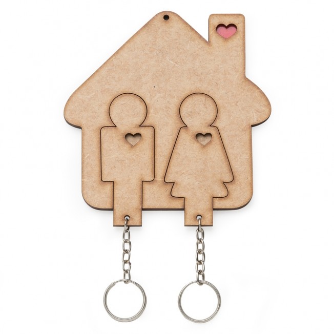Porta Chaves Casinha com Chaveiro Formato Casal Personalizado