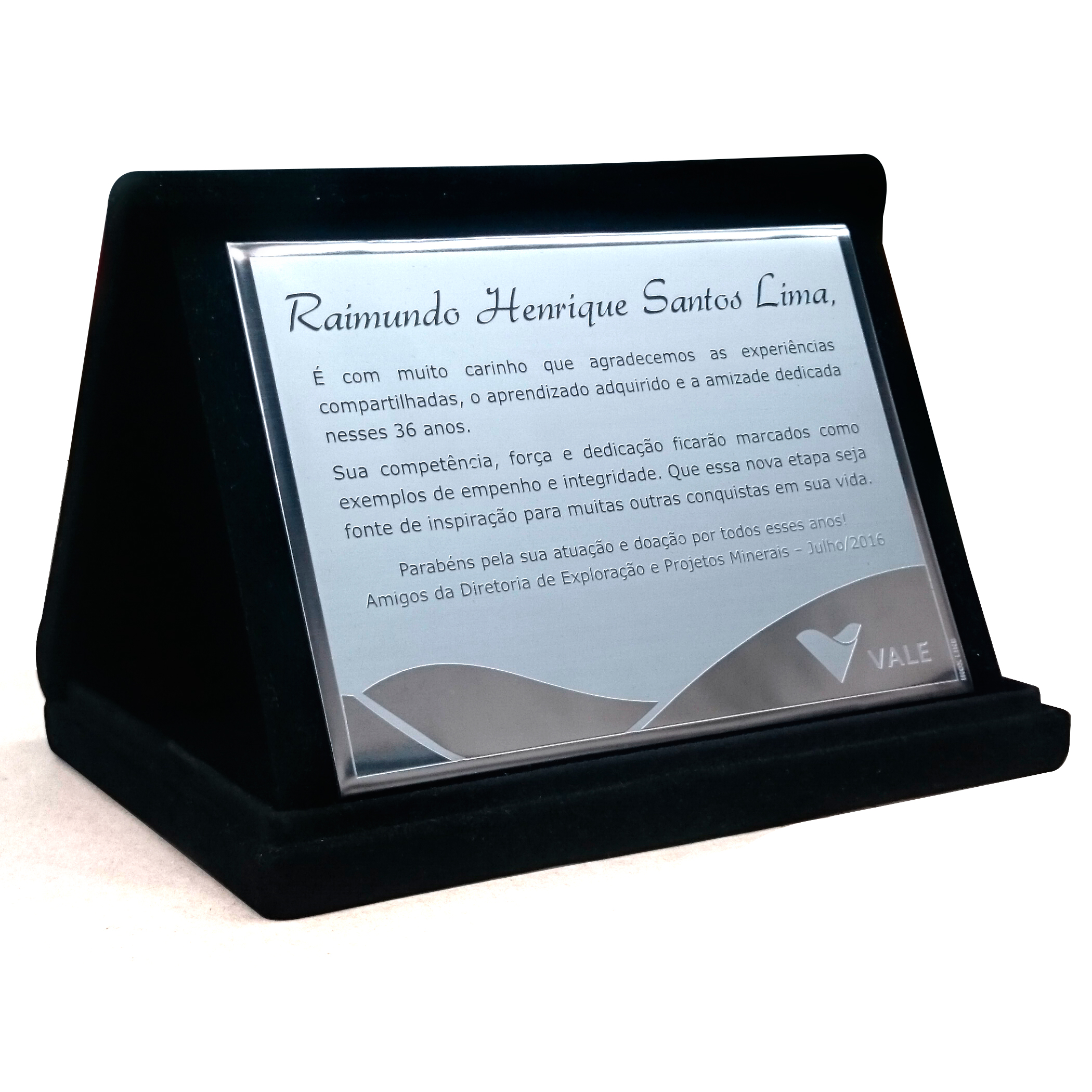 Placa de homenagem personalizada