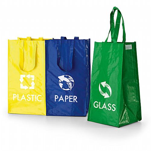 Conjunto de 3 sacolas personalizadas para reciclar
