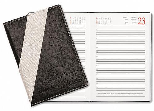 Agenda padrão diaria almofadada em duas cores