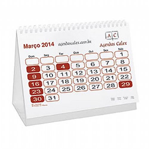 Calendario de mesa personalizado - 6 lâminas (2X2) - Duas cores