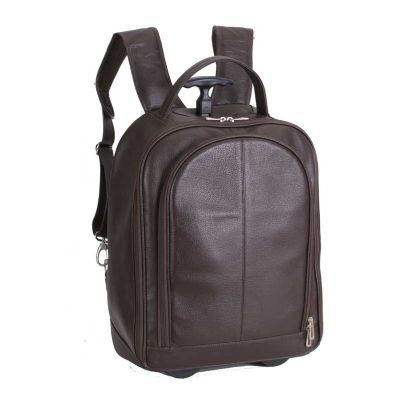 Mochila em couro com carrinho