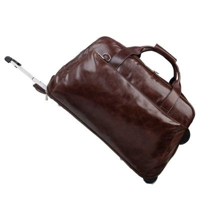 Bolsa de viagem de couro com carrinho
