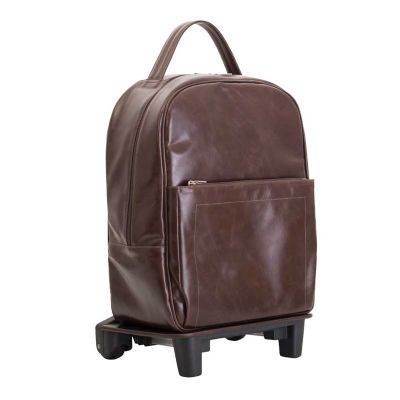 Mochila em couro com carrinho removível