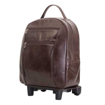 Mochila em couro com carrinho(4 compartimentos)