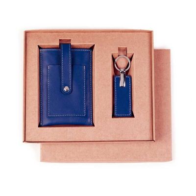 Kit feminino de couro azul