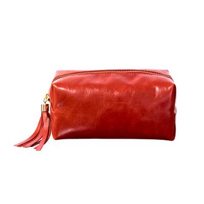 Necessaire em couro vermelho