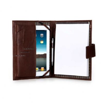 Porta ipad de couro marrom escuro