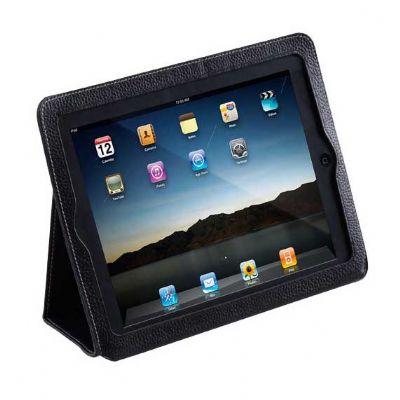 Porta iPad de couro preto