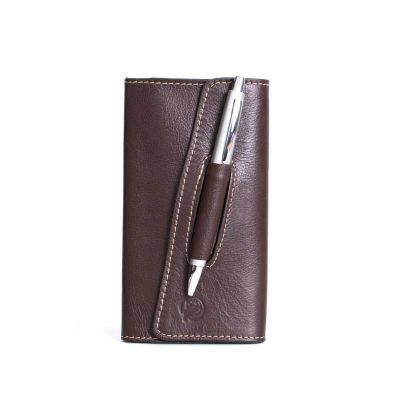Agenda de bolso de couro marrom