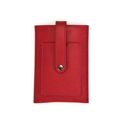 Porta celular de couro vermelho