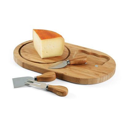 Kit queijo com 4 peças bambu