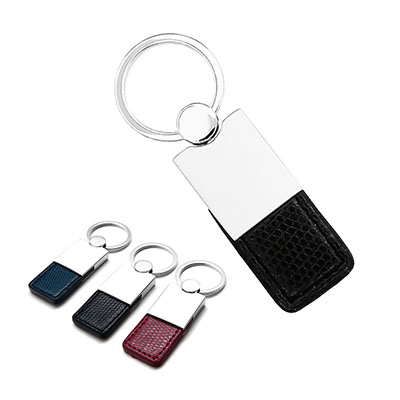 Chaveiro de metal e couro sintético personalizado