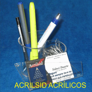 Porta caneta com porta clips e porta cartão de visita personalizado