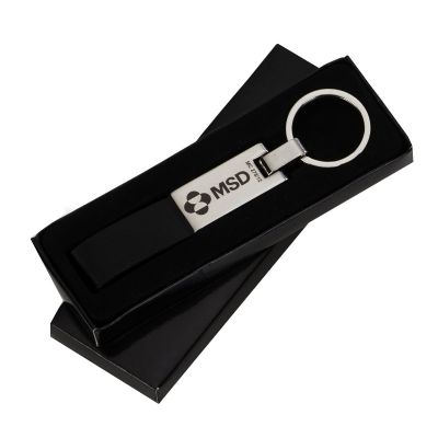 Chaveiro em couro e metal com caixa personalizado