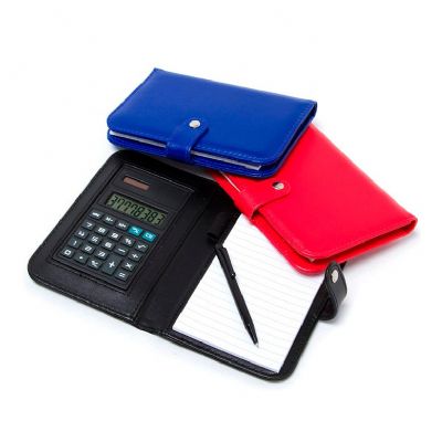 Calculadora com caneta e bloco personalizado