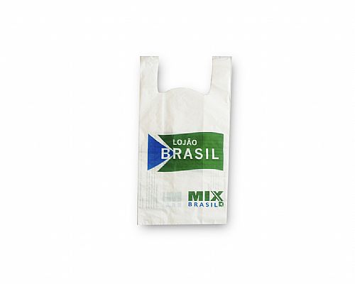 Sacolas de plástico com alça camiseta personalizada