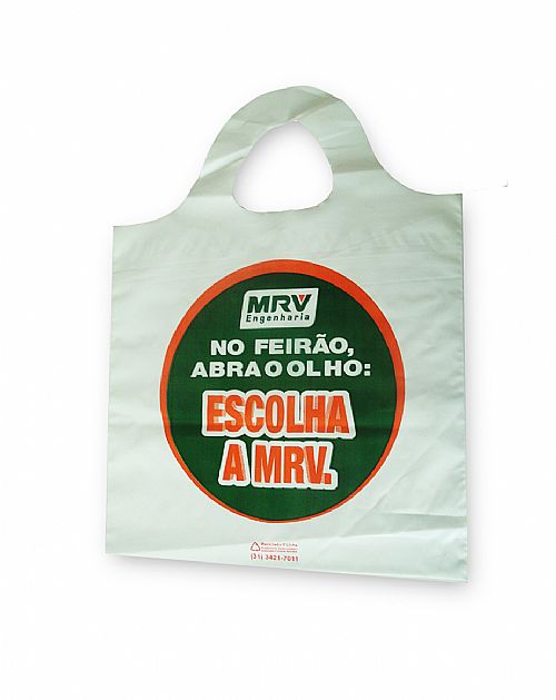 Sacola plástica com alça boca de sino personalizada