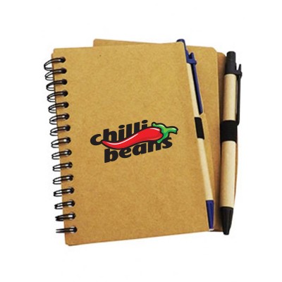 Bloco de anotações com caneta reciclada personalizado