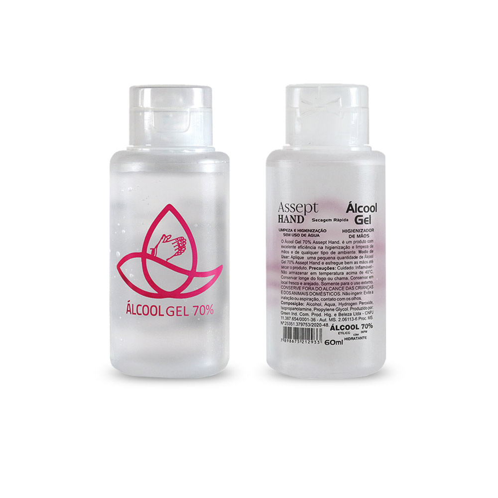 álcool gel 70% antisséptico 60ml