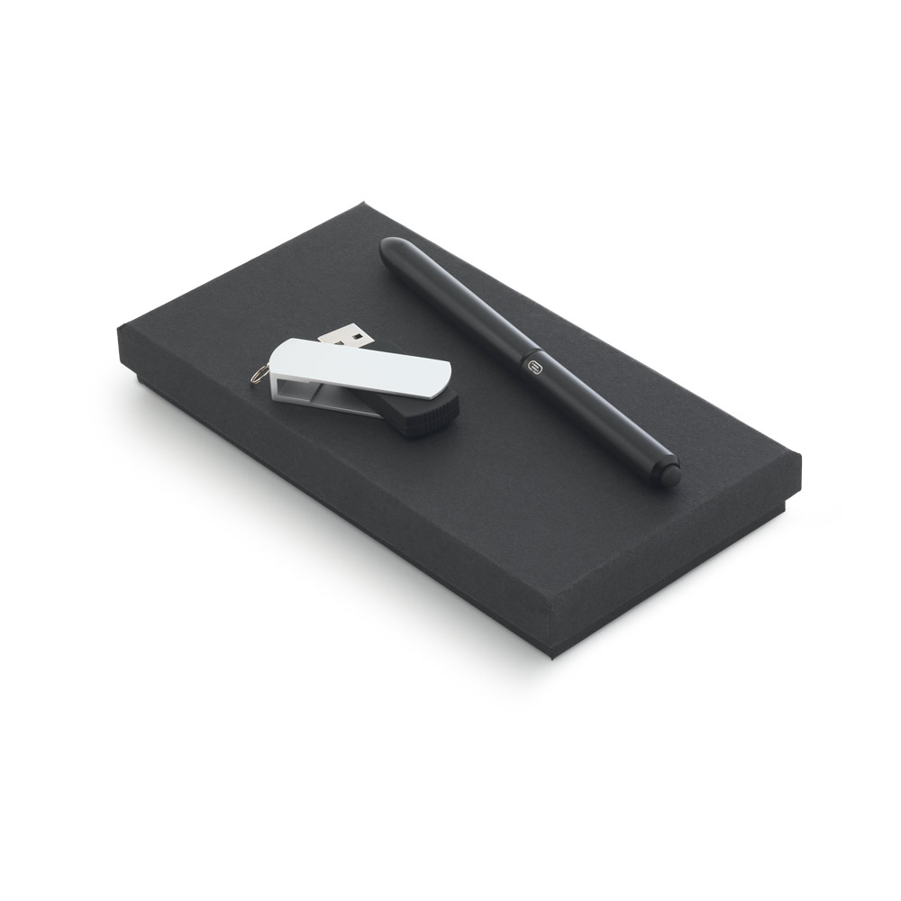 kit caneta esferográfica e pen drive