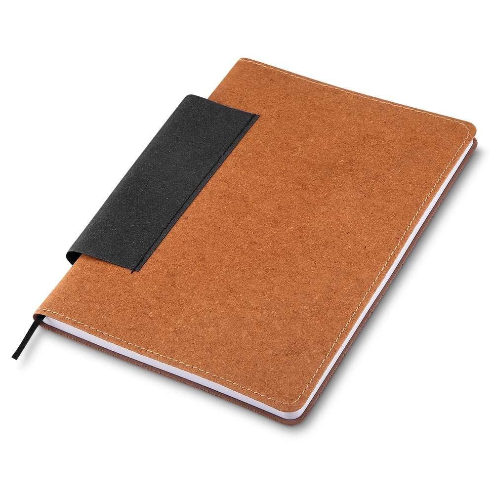 caderno em couro c/ porta caneta