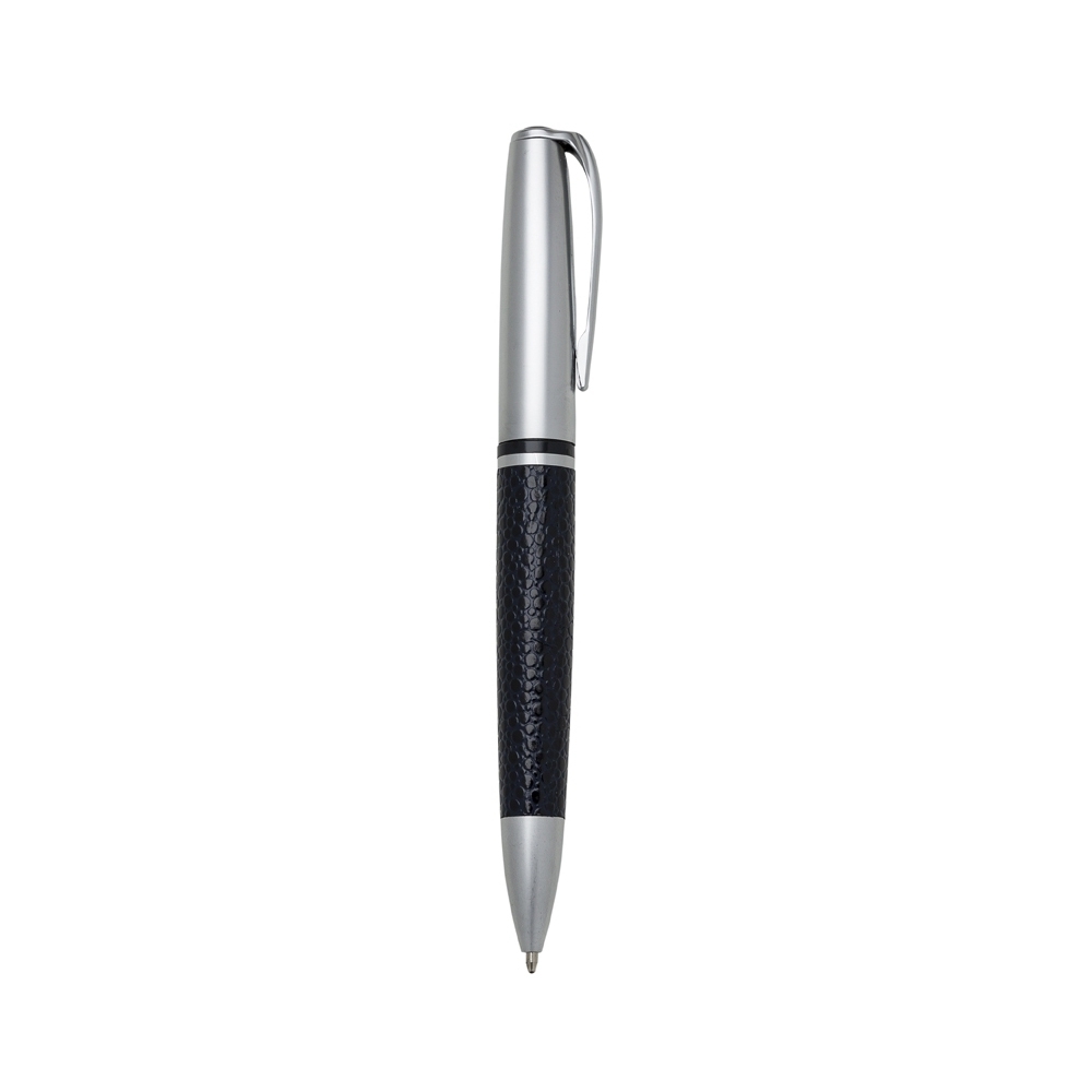 caneta metal fosco c/ couro